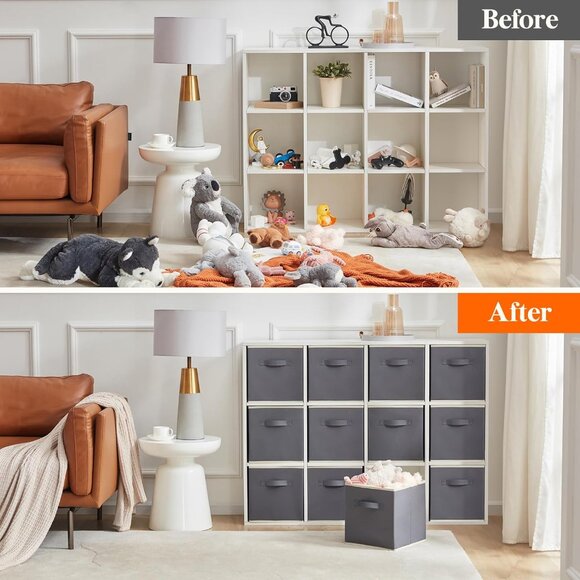 12 Packs Storage Cubes, 11 Inch Cube Storage Bins, Foldable Decorative Fabric St - Picture 7 of 7